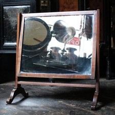 Large Antique Mahogany Swing Mirror with Original Glass – 19th Century Dressing