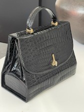Vintage Glossy Black Crocodile