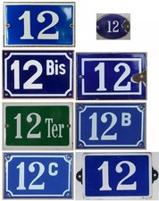 Old green blue French house number 12 BIS TER B C door gate plaque enamel sign