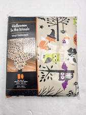 Halloween In The Woods Vinyl Tablecloth 60"x84" Oval & Oblong Seats 6-8