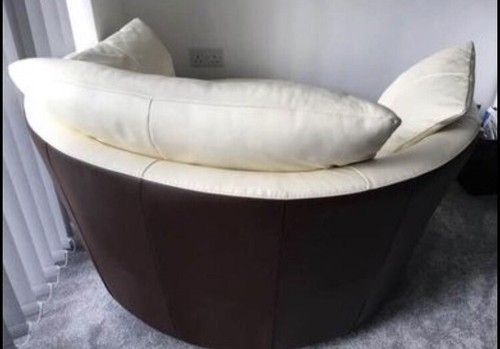 Leather swivel armchair - leather,
