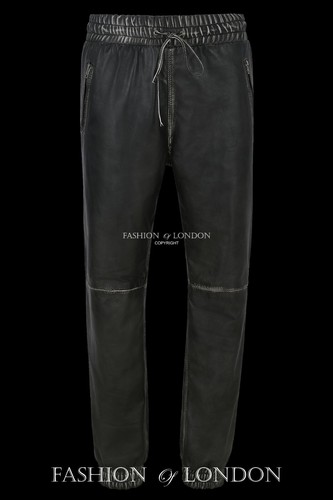 Men leather trouser black - men's,