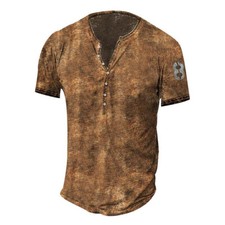 Mens Vintage Henley Button V