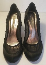 BUFFALO LONDON SIZE 5 BLACK SATIN / MESH COURT SHOES B117092925B2/30A
