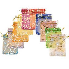 25x Small Organza Netted Gift Bags Wedding Favour Mixed Designs Colours  7cmx7cm