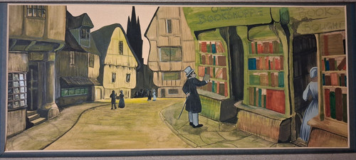 Antique original 1920s gouache - antique,