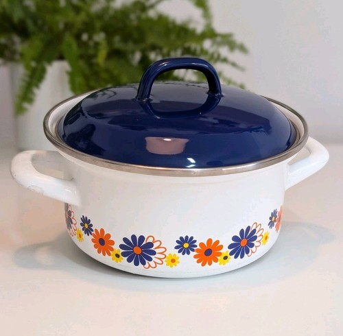 Vintage enamel saucepan lid - vintage,