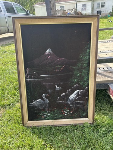 Black velvet painting - velvet,