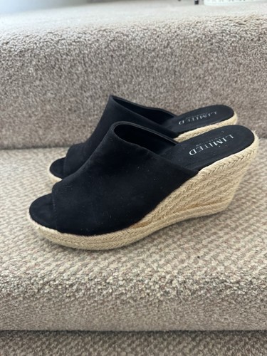 Black espadrille mule wedges - black,