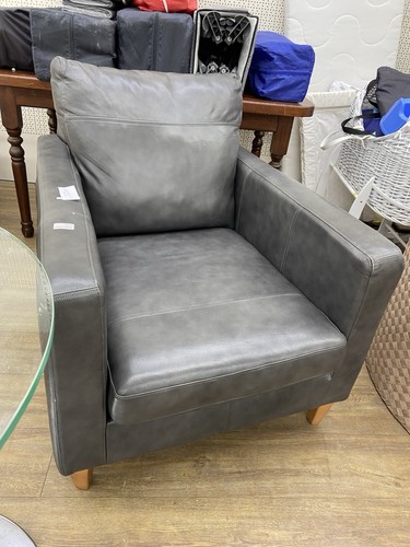 Grey leather armchair - leather,