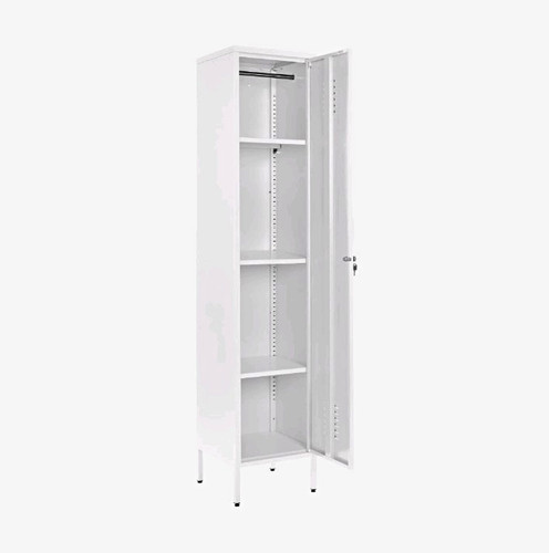 White steel single door - white,
