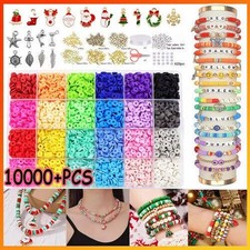 Christmas Clay Beads Bracelet Making Kit Round Flat Beads Polymer Clay Beads UK