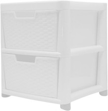 Plastic Storage Drawers Unit Large, Compact Rattan Effect Organizer