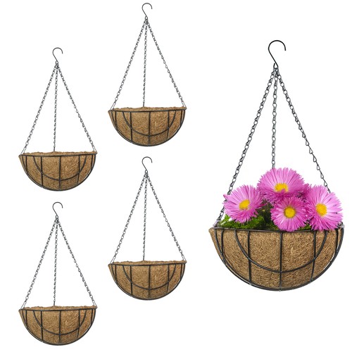 Hanging flower baskets with - baskets,