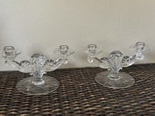 Pair Of Fostoria Cynthia Double Stick Candle Holders Elegant