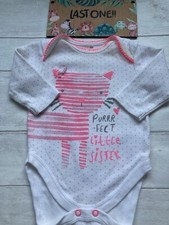 LOTS LISTINGS £2.50 ⭐️Purrfect Little Sister Bodysuit Vest Top Girls 0-3 Months