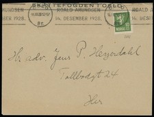 1928 NORWAY ROALD AMUNDSEN MEMORIAL COVER ADDRESSED TO JENS HEYERDAHL