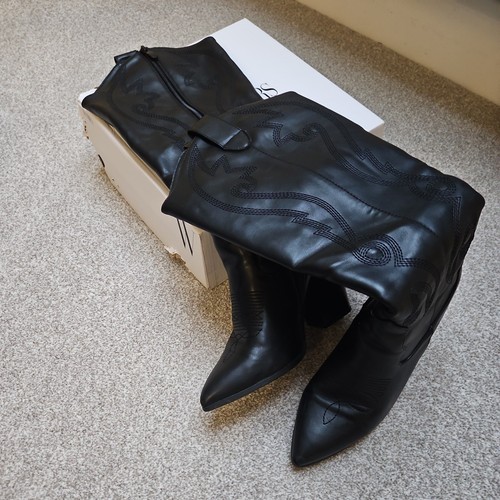 Womens black cowgirl heeled - black,