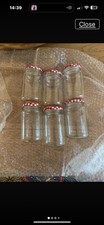 Bonne Maman Glass Jam Jars x 6 with Red Gingham Lids. Empty, no labels, washed.