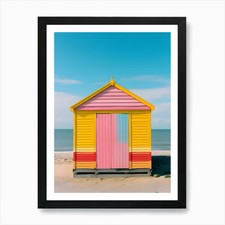 Beach Hut Art Print Framed
