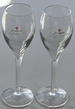 2 x Lanson Champagne Red Cross  Clear Crystal Tulip Glasses Flutes 19cm Mint