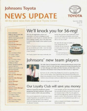 Johnsons Toyota News Update Summer 2006 UK Market Brochure Verso MR2 Avensis 