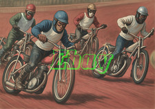 Speedway Riders Retro Card with envelope - race jackets can be personalised.