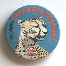 Golden Wonder Leopard Operation Survival Pin Badge Wildlife Campaign Advertising