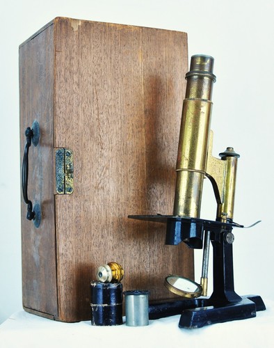 Antique brass microscope c1900 - antique,