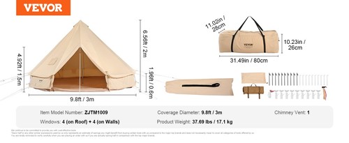 Canvas bell tent 8ft - canvas,