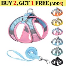 Soft Step in Dog Harness+Lead Set Mesh Reflective Breathable Vest for Puppy Cats