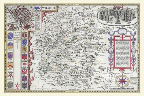 Old map wiltshire 1611 - map,