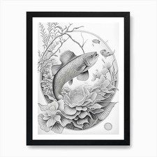 Tancho Showa 1, Koi Fish Haeckel St Framed Wall Art Poster Canvas Print Picture