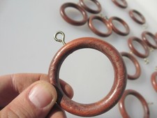 Wooden Curtain Rings Holder Hangers Loops Wood Late Vintage / Retro x16 - 2.25"W
