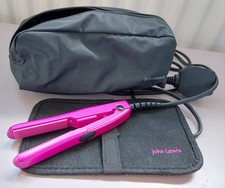 John Lewis Mini Travel Heated Hair Tongs (Pink), Black Case & Heat Resistant Mat