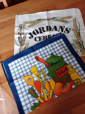 2 Vintage Unused Tea Towels rare Jordans Holme Mill, Kitchen fruit 100% cotton