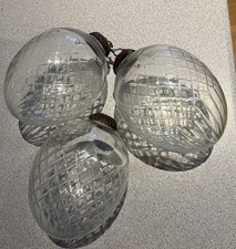 3 Vintage Kugel Balls - Christmas ornaments- Hand Blown Etched Glass. Large
