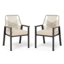2x Patio Chair Rattan Chair Dining Chair Garden Furniture Wicker Chair W/Cushion