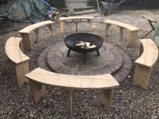 6 X Arts & Crafts Curved Benches For Fire-pit Social Circle Garden