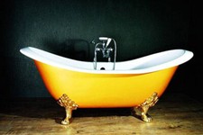 Roll Top Double Slipper Cast Iron Bath + Accessories  Windsor & Buckingham W TH