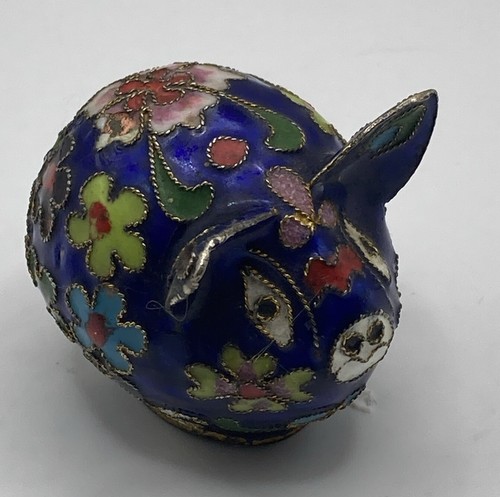 Vintage mini cloisonné pig - vintage,