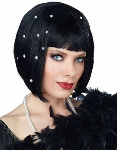 Black wig stick pearls - black,