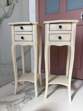 X2 Bedside Tables Cream with Drawers Shabby Chic
