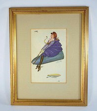 XAVIER SAGER WW1 PEACEFUL SHELLS SERIES AIR SHIP FRAMED POSTCARD PRINT