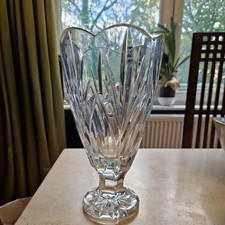 Marquis by Waterford Cut Crystal Canterbury Footed Vase w  Scalloped Edge 