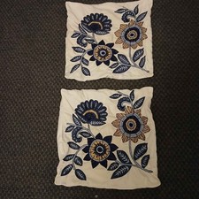 Pillow Cases, John Lewis, 100% Cotton Sofa White /Blue Floral 2 Pack
