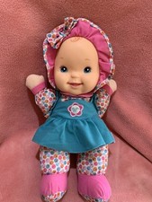 Baby’s First Giggles Doll Goldberger Plush Machine Washable Pink Blue 13″ Works