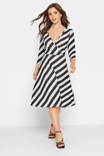 PixieGirl Women's Petite Stripe Wrap Dress