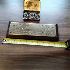 BRASS VINTAGE CRIBBAGE BOARD AND PEGS TO USE
