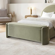 Sage Velvet Ottoman Storage